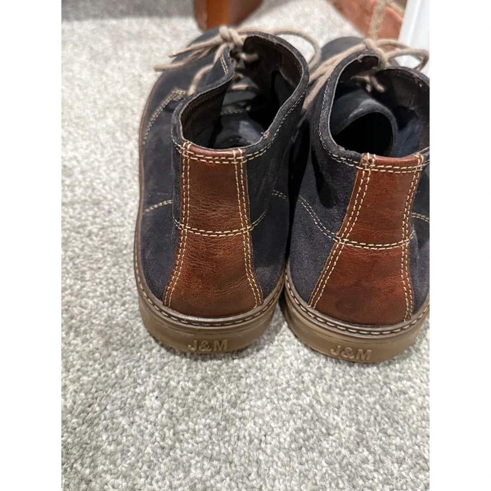 Johnston & Murphy Mens Navy Suede Chukka Boots Brown Leather Trim 10M